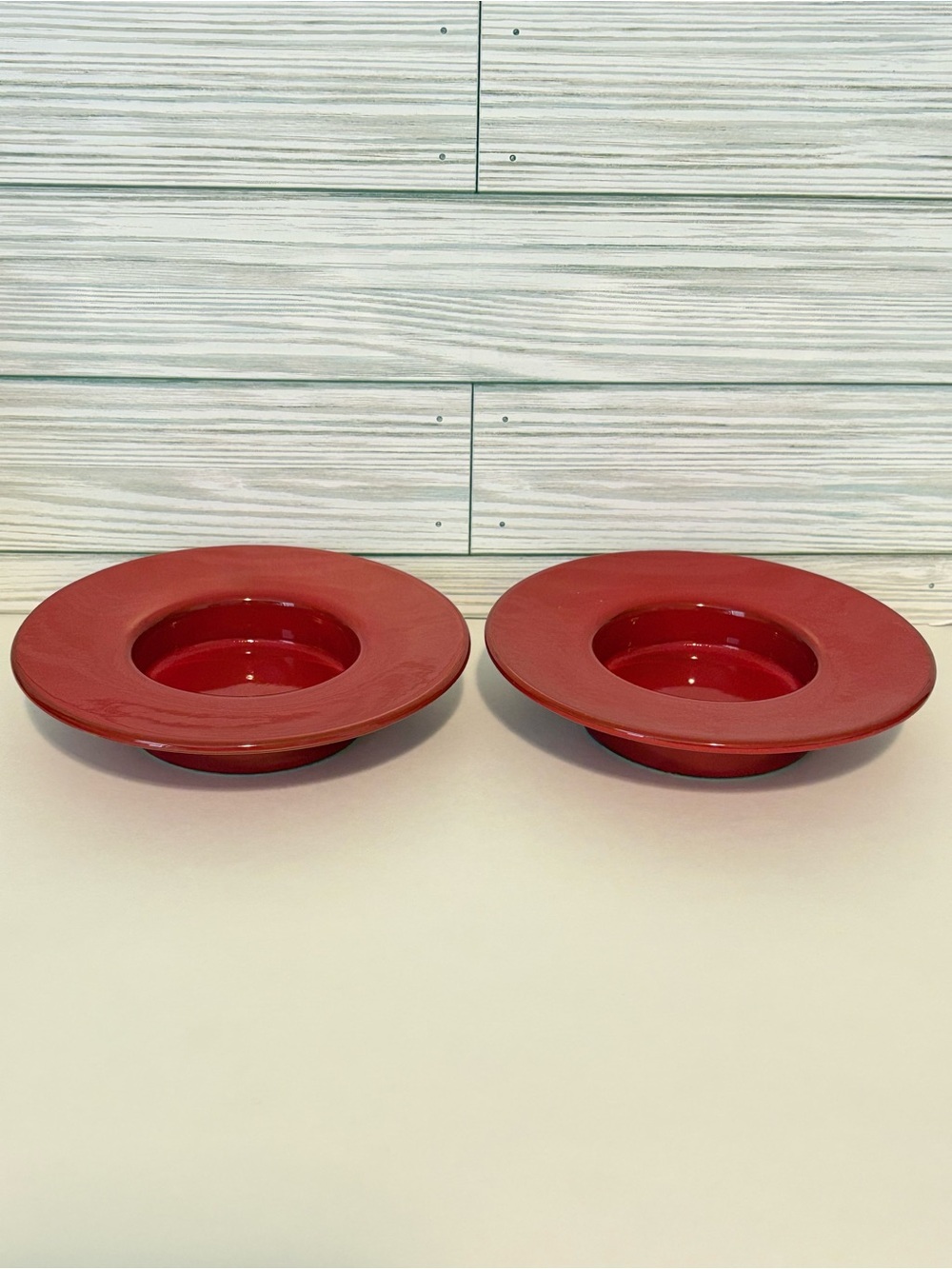 Vintage Mamma Ro Red Candleholders Pair Italian Glazed Terracotta Pottery 1"